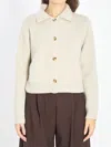 Lisa Yang Lynna Pointed-collar Buttoned Cardigan In Neutral