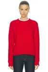 Lisa Yang Red Ribbed Crewneck Wool Sweater In Red