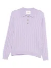 Lisa Yang Magnolie Cable-knit Cashmere Polo Shirt In Animal Print