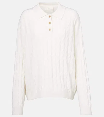 Lisa Yang Magnolie Cable-knit Cashmere Polo Sweater