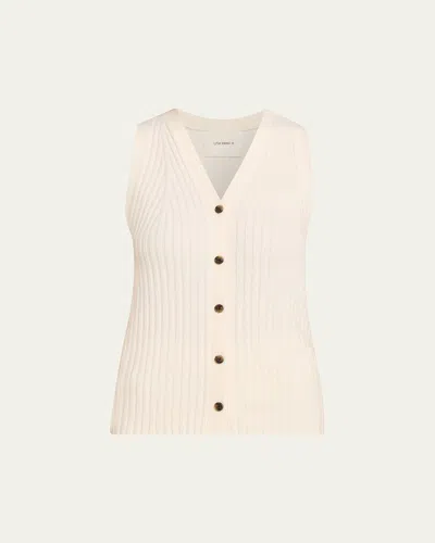 Lisa Yang Maiko Cashmere Rib Button-front Tank Top In White