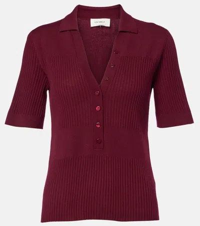 Lisa Yang Malie Ribbed-knit Cashmere Polo Sweater In Brown