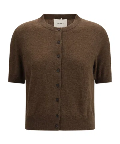 Lisa Yang Marene Button-up Crewneck Cardigan In Brown