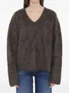 Lisa Yang Margareta Brushed V-neck Sweater In Brown