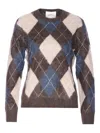 Lisa Yang Margy Argyle-pattern Crewneck Sweater In Brown