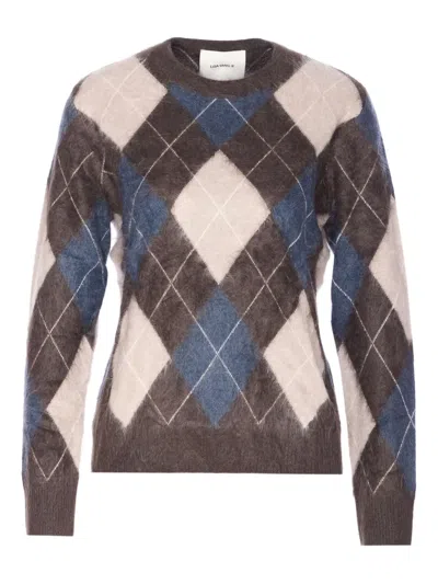 LISA YANG MARGY ARGYLE-PATTERN CREWNECK SWEATER