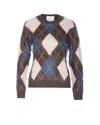 Lisa Yang Margy Argyle-pattern Crewneck Sweater In Brown