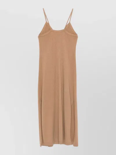 Lisa Yang Marlie Midi Dress Spaghetti Straps Neckline In Brown