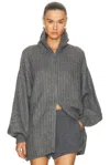 Lisa Yang Marly Zip Up Cardigan In Gray