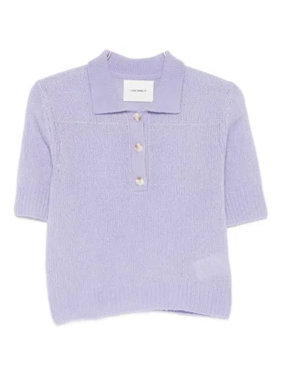 Lisa Yang Masy Buttoned Polo Top In Purple