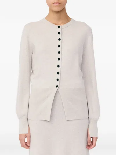 Lisa Yang Maven Ribbed-knit Button-up Cardigan In Neutral