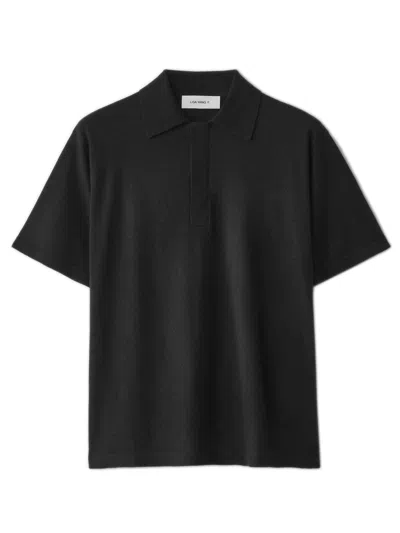 Lisa Yang Men's Button-fastening Cashmere Polo Sweater With Ribbed Knit In Nero