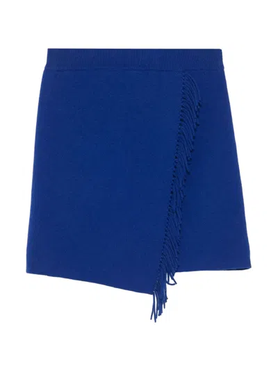Lisa Yang Mette Fringed Asymmetric Mini Skirt In Blue