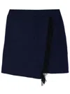 Lisa Yang Mette Fringed Wrap-effect Cashmere Mini Skirt In Blue