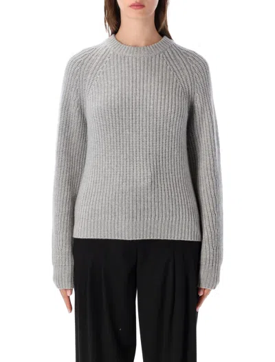 Lisa Yang Miki Ribbed-knit Raglan-sleeve Sweater In Gray