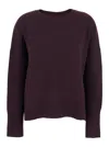 Lisa Yang Mila Bordeaux Sweater With Dropped Shoulders And Ribbed Trims In Cashmere Woman In Brown