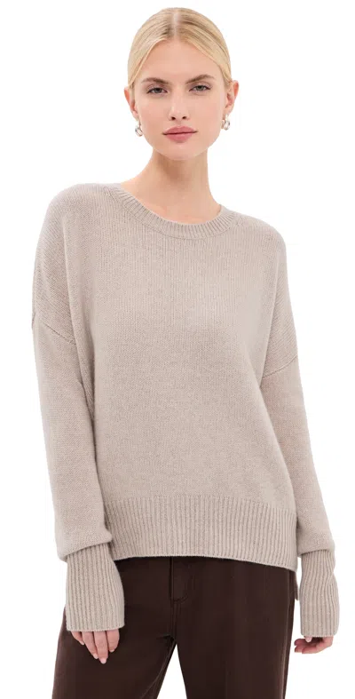 Lisa Yang Crew Neck Lightweight Knit Long Sleeve Sweater In Gray