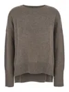 Lisa Yang Mila Grey Sweater With Ribbed Trim In Cashmere Woman In Brown