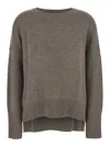 Lisa Yang 'mila' Grey Sweater With Ribbed Trim In Cashmere Woman In Green