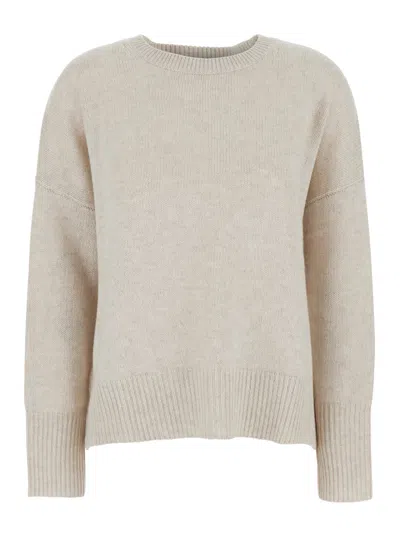 Lisa Yang Mila White Sweater With Dropped Shoulders And Ribbed Trims In Cashmere Woman In Neutral