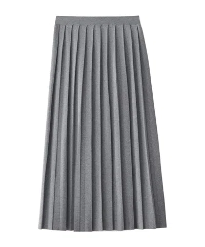 Lisa Yang Minda Pleated Cotton And Cashmere-blend Midi Skirt In Gray