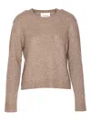Lisa Yang Soft Knit Crewneck Long Sleeve Sweater In Brown