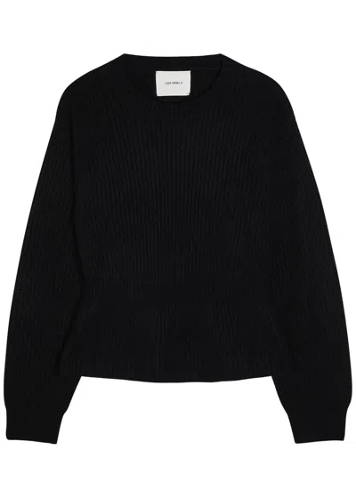 Lisa Yang Mirella Ribbed Cashmere Peplum Sweater In Black