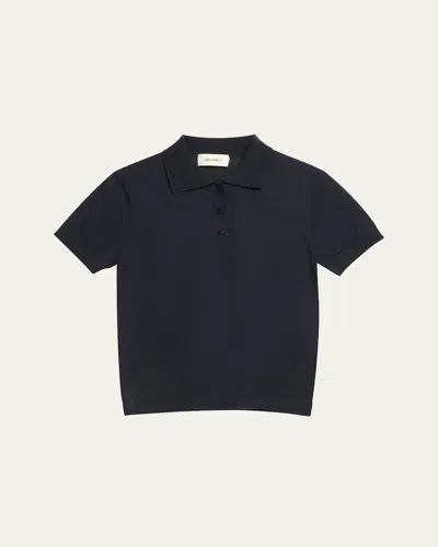 Lisa Yang Nai Cashmere Polo Top In Navy