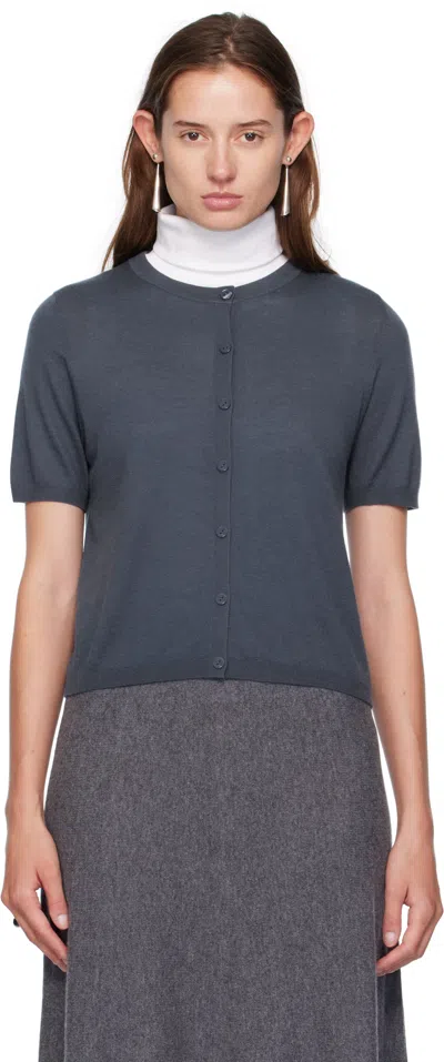 Lisa Yang Navy Cashmere Cardigan In Gray