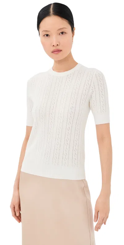 Lisa Yang Nika Pointelle Short-sleeve Sweater In Multi