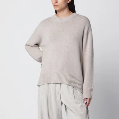 Lisa Yang Crew Neck Lightweight Knit Long Sleeve Sweater In Gray