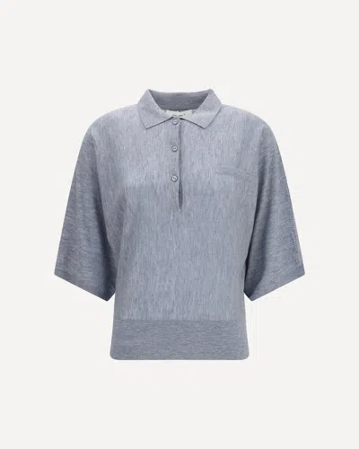 Lisa Yang Norie Polo-collar Sweater In Blue