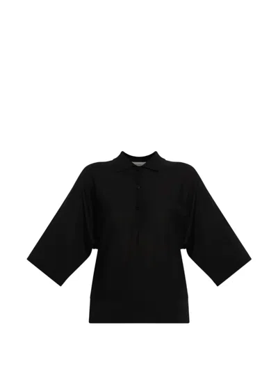Lisa Yang Norie Three-quarter Polo Shirt In Black