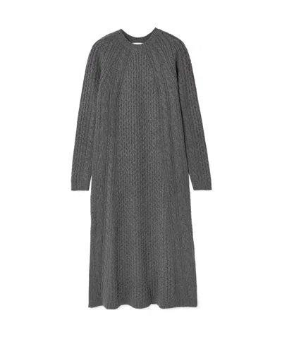 Lisa Yang Nyla Cable-knit Cashmere Midi Dress In Gray