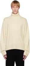 Lisa Yang White Cashmere Fleur Turtleneck Sweater In Cr Cream