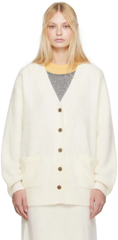 Lisa Yang Off-white Malena Cardigan In Cz Cream Brushed