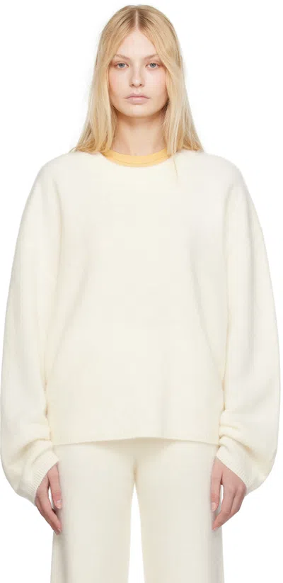 Lisa Yang Off-white Natalia Sweater In Cz Cream Brushed