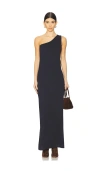 Lisa Yang Olivia One-shoulder Cotton And Cashmere-blend Maxi Dress In 잉크 블루