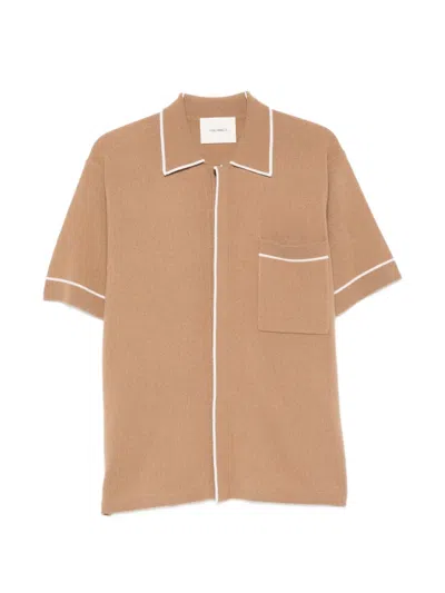 Lisa Yang Oliver Piped Short-sleeved Shirt In Brown