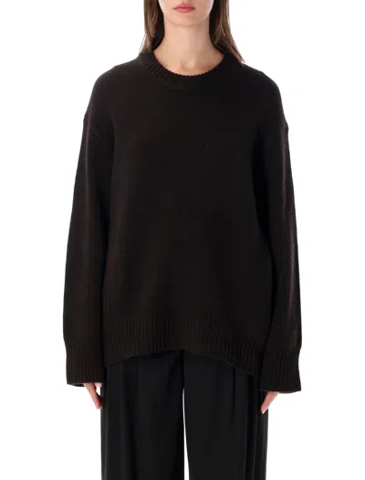 Lisa Yang Oversized Cashmere Crewneck Sweater In Dark Oak Brown