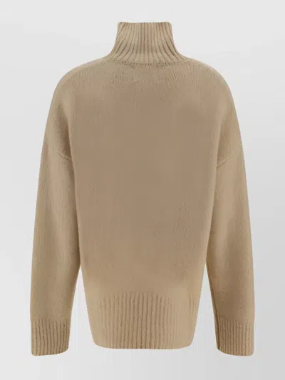 Lisa Yang Oversized Turtleneck Drop Shoulder Sweater In Brown