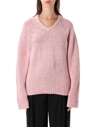 Lisa Yang Oversized V-neck Cashmere Sweater In Straberry Milkshake