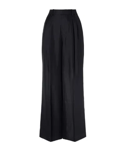 Lisa Yang Pleated Silk-twill Wide-leg Pants In Black