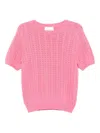 Lisa Yang Pointelle Short-sleeve Top In Pink
