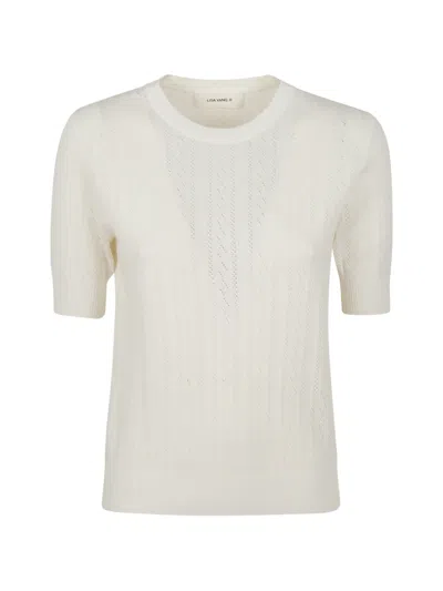 Lisa Yang Pointelle-knit Short-sleeve Sweater In White