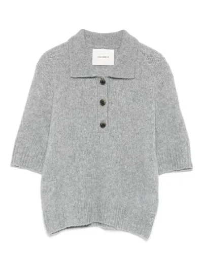 Lisa Yang Polo Button Sweater In Gray