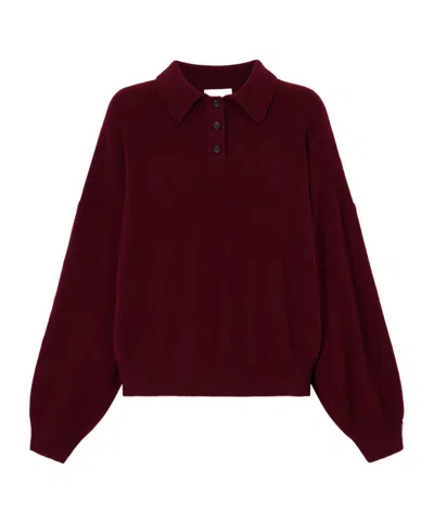 Lisa Yang Etta Cashmere Polo Sweater In Burgundy