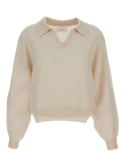 Lisa Yang Polo Ribbed Trim Sweater In Metallic