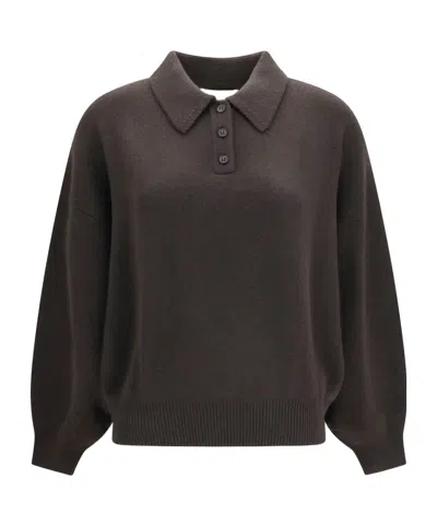 Lisa Yang Polo-collar Sweater In Khaki