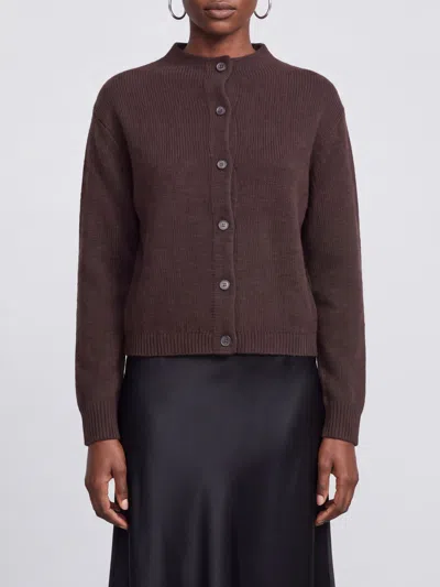 Lisa Yang Pure Cashmere Crewneck Cardigan With Buttons In Brown
